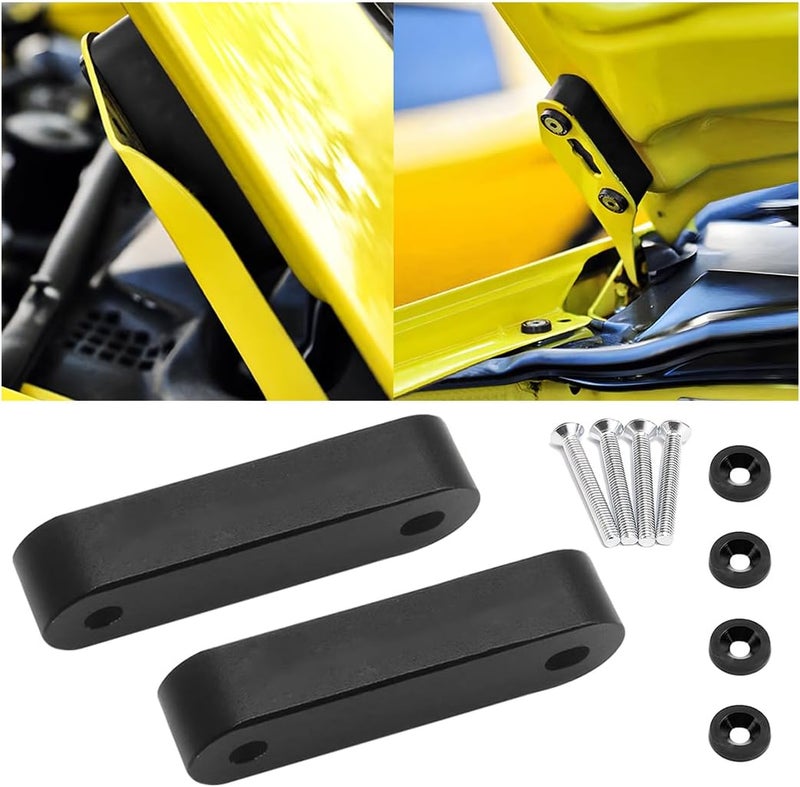 zipelo Car Hood Spacer Riser Kit, Aluminum Alloy Front Hood Vent Spacer Modification Kit, Car Hood Vent Spacer Riser Bolts Washers, Car Replacement Accessories Compatible with Most Cars (Black) - Image 1